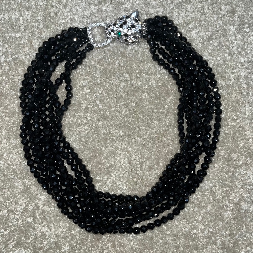 Vintage 1980s Kenneth Jay Lane for Avon Panther Leopard Choker Necklace